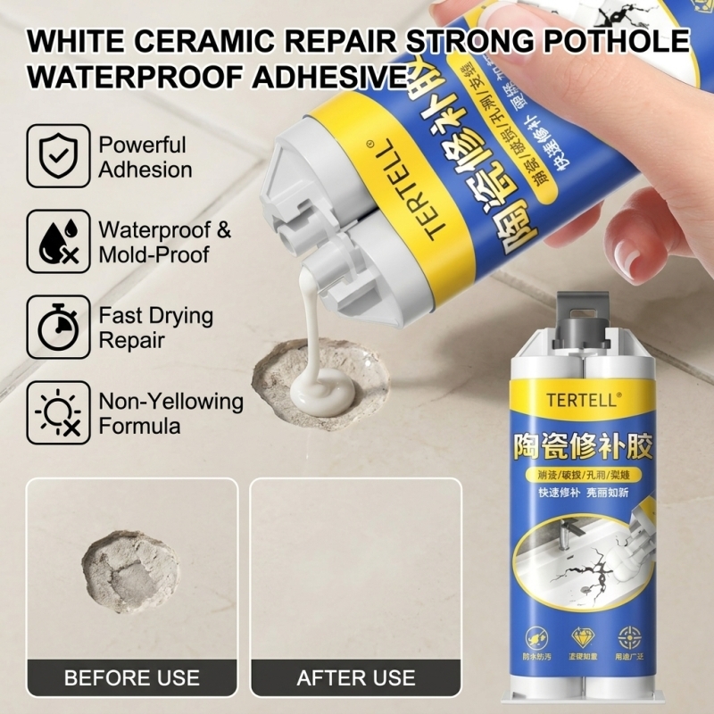 Tile Grout Repair - لاصق سيراميك أبيض لإصلاح الشقوق، قوي