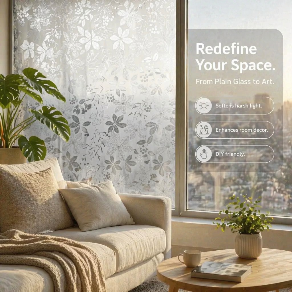 فيلم نافذة ذاتي اللصق بنقشة زه - مراجعة Window Insulation Film وسعره