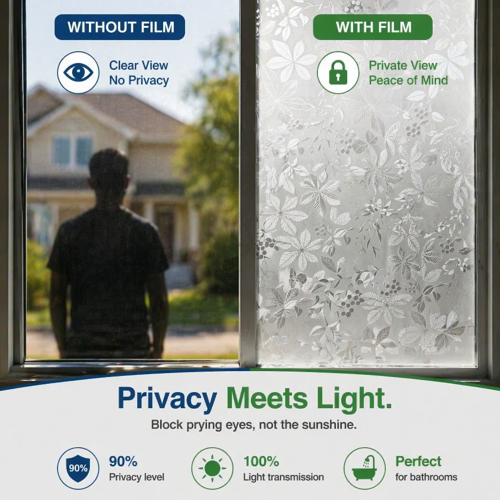 فيلم نافذة ذاتي اللصق بنقشة زه - مراجعة Window Insulation Film وسعره