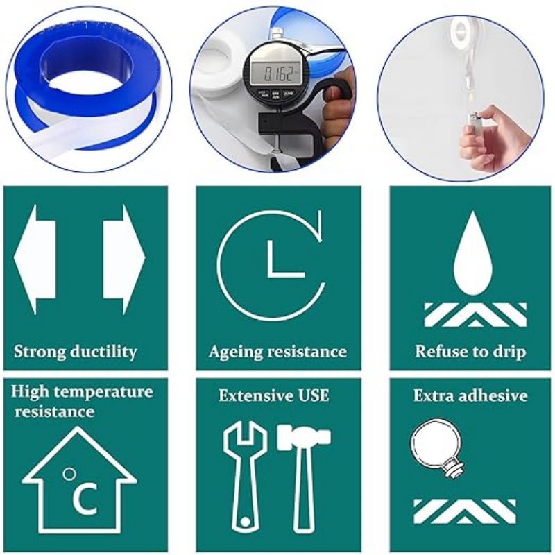 5 قطعة شريط عازل الموضوع ختم م - مراجعة Plumbing Tape Ptfe وسعره